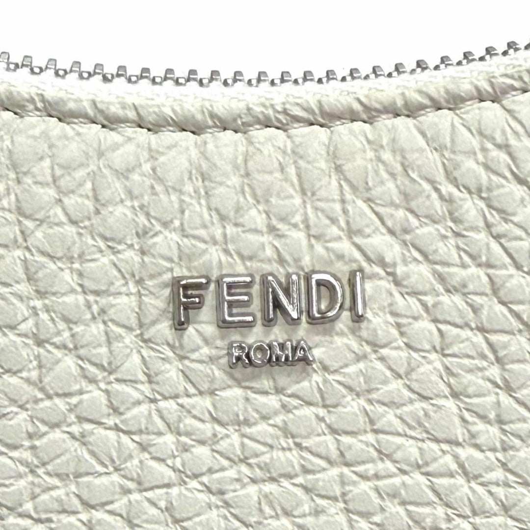 Excellent FENDI Handbag Selleria small fendis Hobo bag one Ivory leather 8BS094