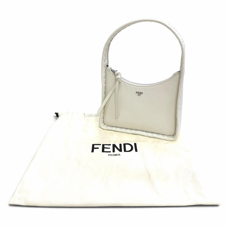 Excellent FENDI Handbag Selleria small fendis Hobo bag one Ivory leather 8BS094
