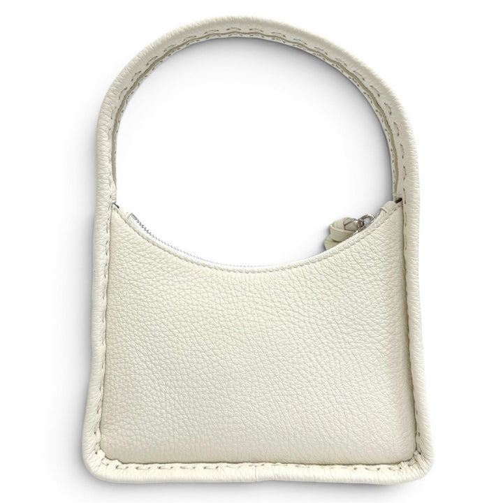 Excellent FENDI Handbag Selleria small fendis Hobo bag one Ivory leather 8BS094