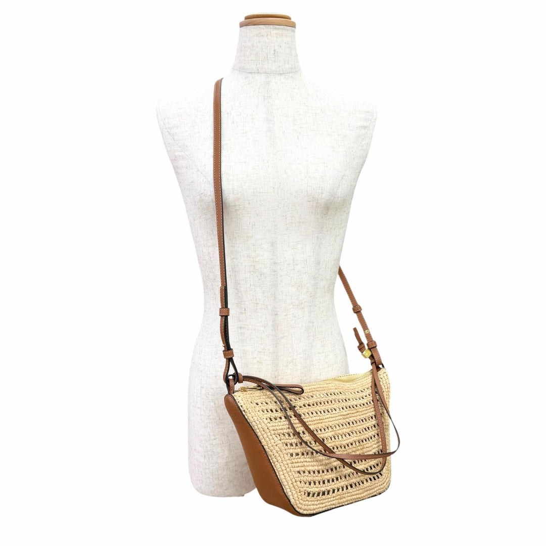 Great LOEWE Shoulder Bag Hammock Mini Hobo Anagram Cube 2-Way Handbag A538G13X09