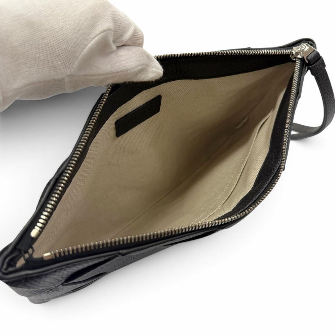 Pristine BOTTEGAVENETA Clutch bag Maxi INTRECCIATO Diago black leather 795632