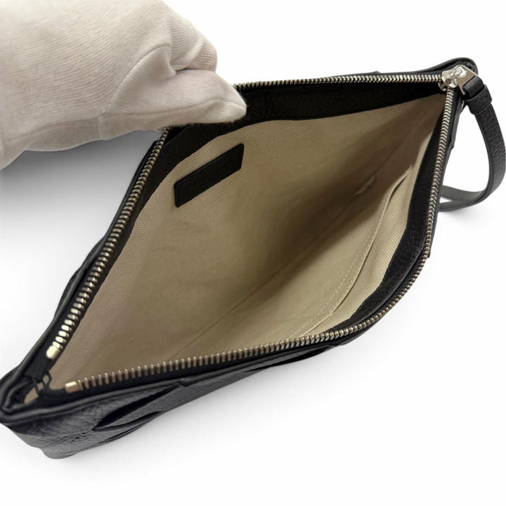 Pristine BOTTEGAVENETA Clutch bag Maxi INTRECCIATO Diago black leather 795632