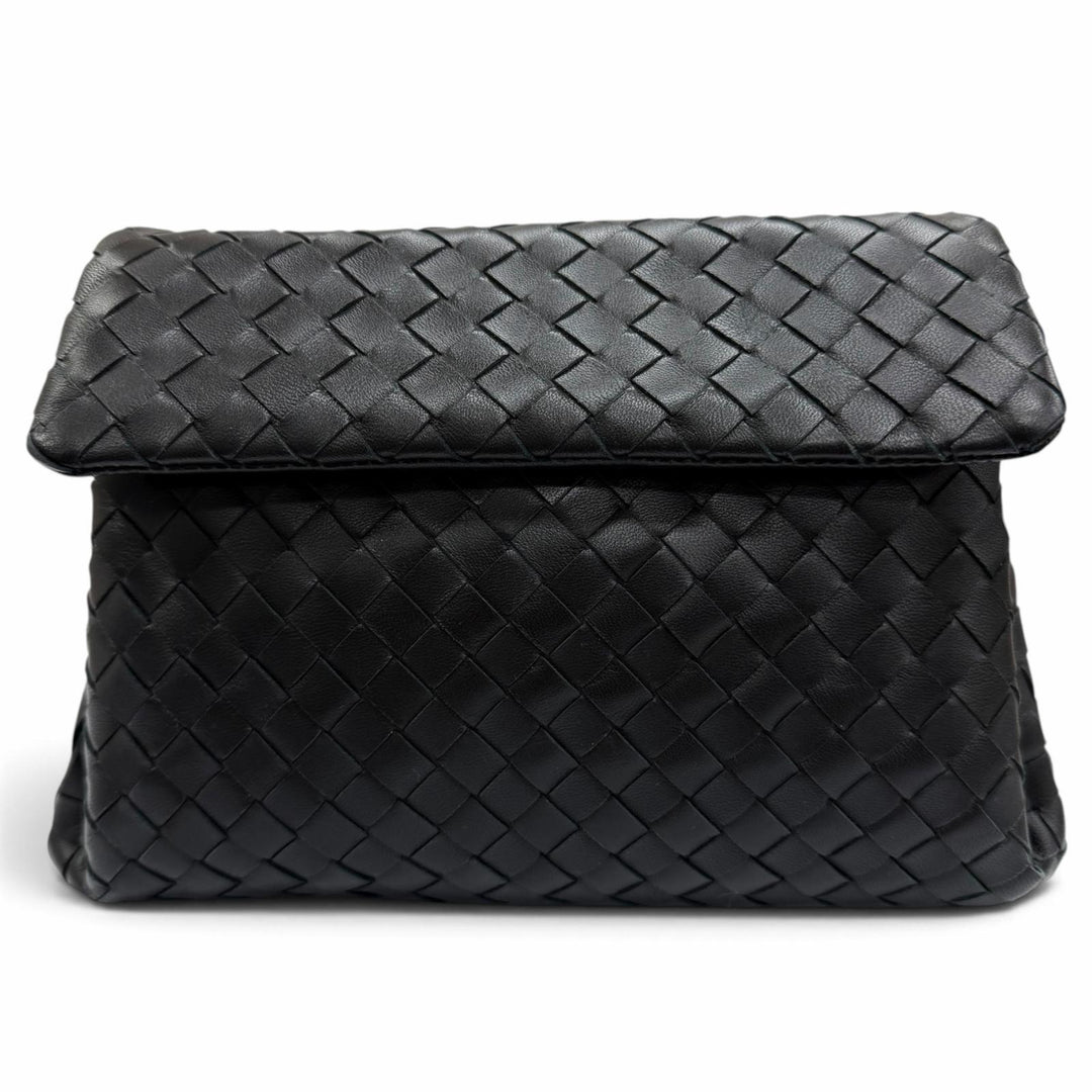 Great BOTTEGAVENETA Clutch bag INTRECCIATO leather black leather Women