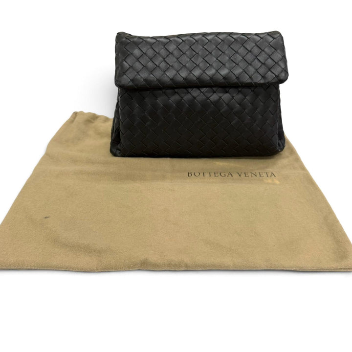 Great BOTTEGAVENETA Clutch bag INTRECCIATO leather black leather Women
