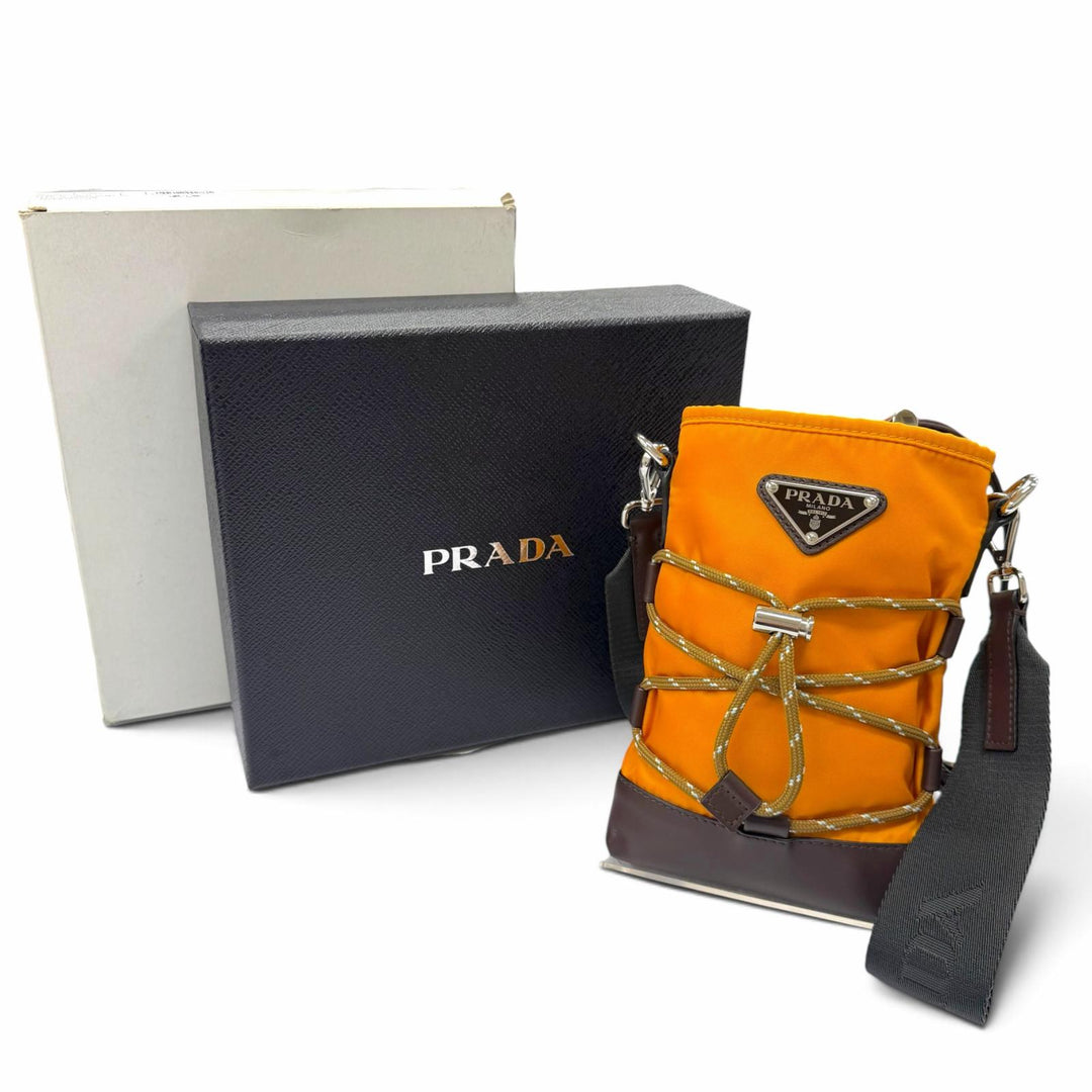 Excellent PRADA Shoulder Bag Speed Lock Orange Nylon mens 2ZT079