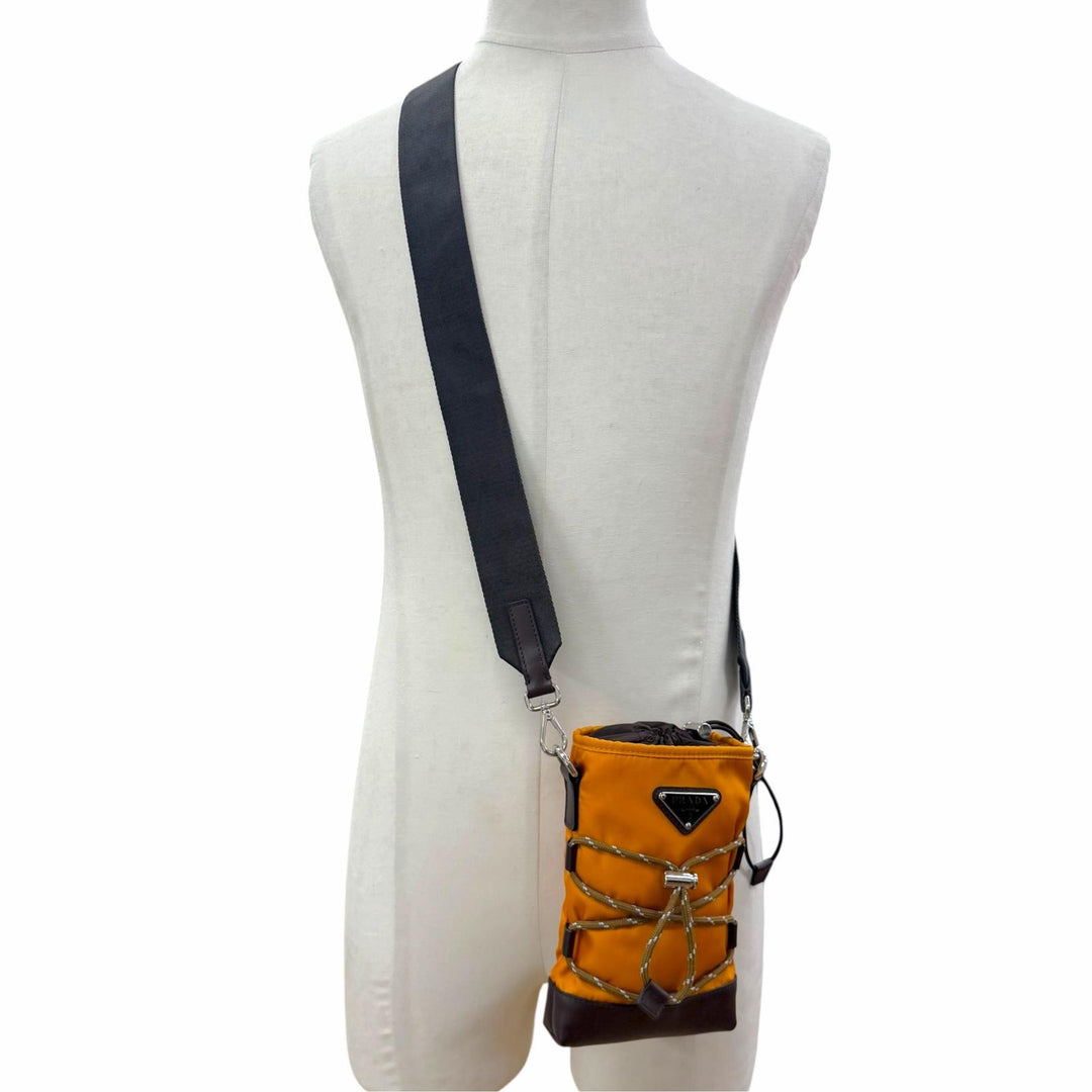 Excellent PRADA Shoulder Bag Speed Lock Orange Nylon mens 2ZT079