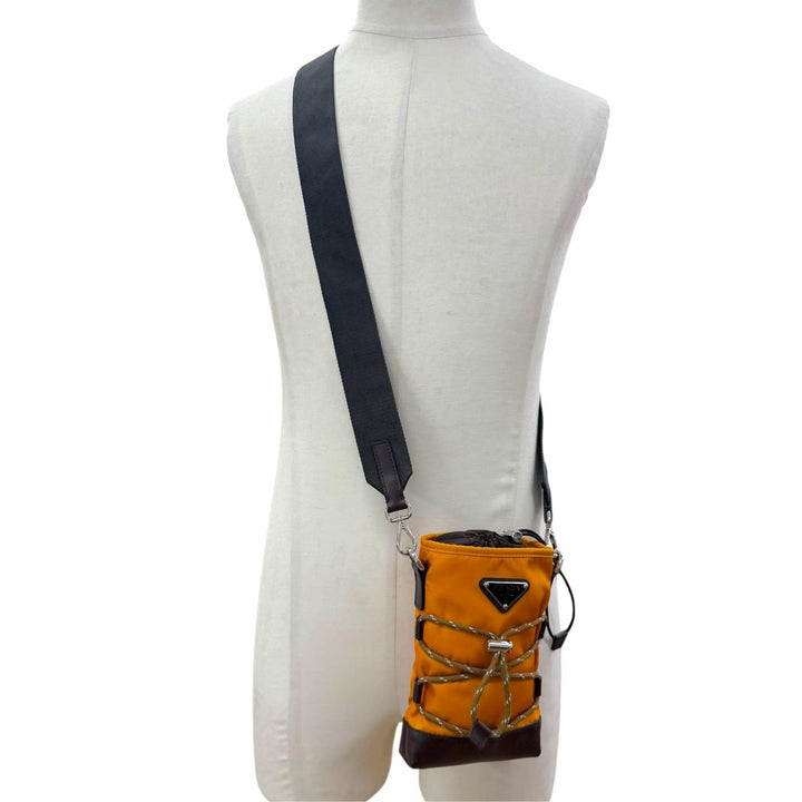 Excellent PRADA Shoulder Bag Speed Lock Orange Nylon mens 2ZT079