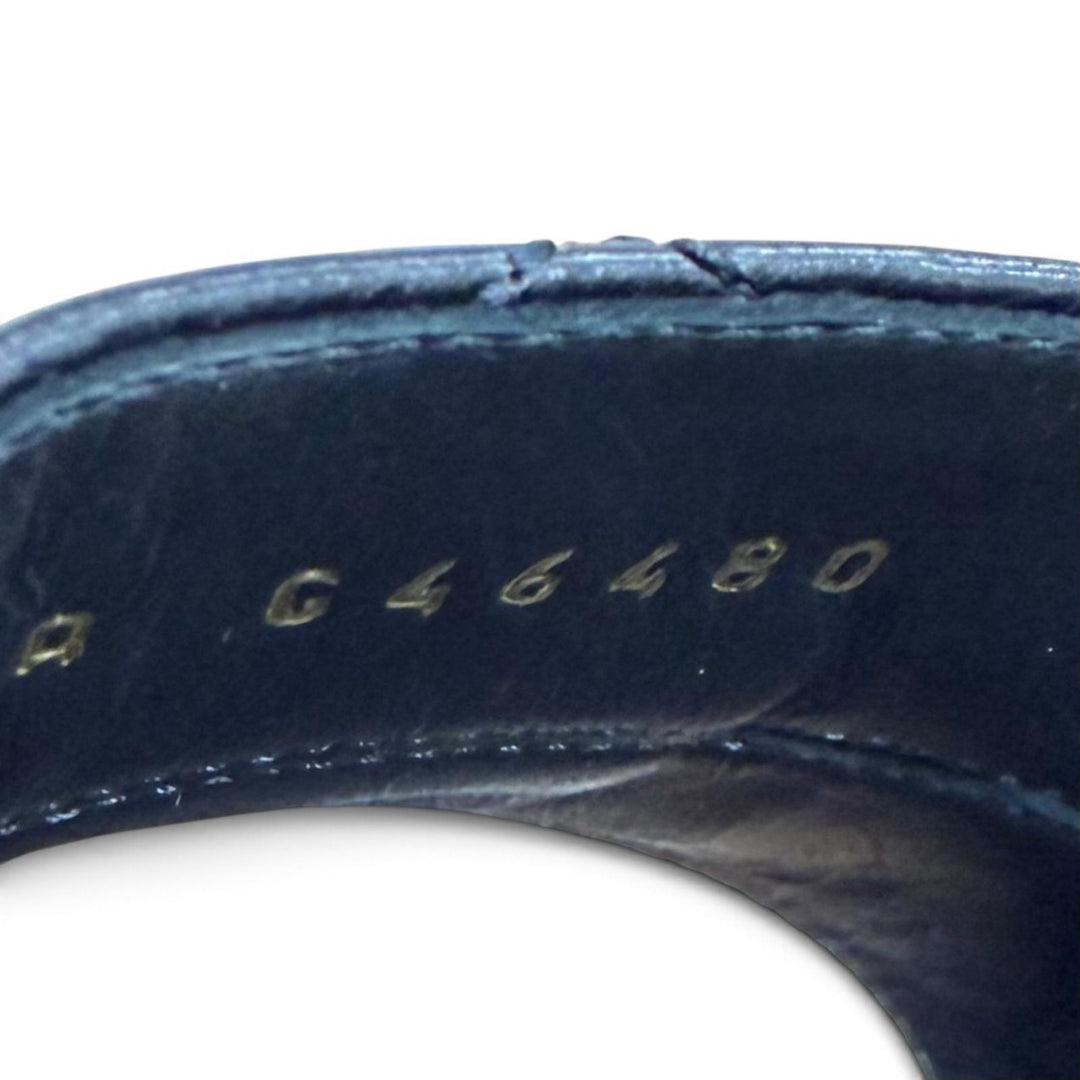 Pristine CHANEL Sandals COCO MarkMetal Matelassé Leather black 37.5 G46480