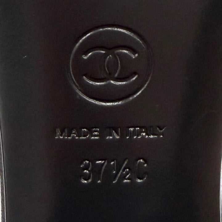 Pristine CHANEL Sandals COCO MarkMetal Matelassé Leather black 37.5 G46480