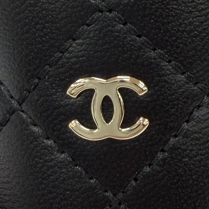 Pristine CHANEL Sandals COCO MarkMetal Matelassé Leather black 37.5 G46480