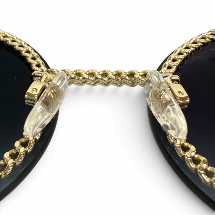 Great CHANEL sunglasses Chain eyeglasses cord included COCO Mark Round 4245