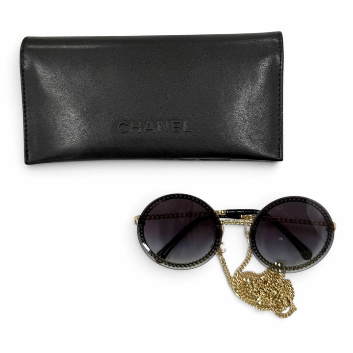 Great CHANEL sunglasses Chain eyeglasses cord included COCO Mark Round 4245