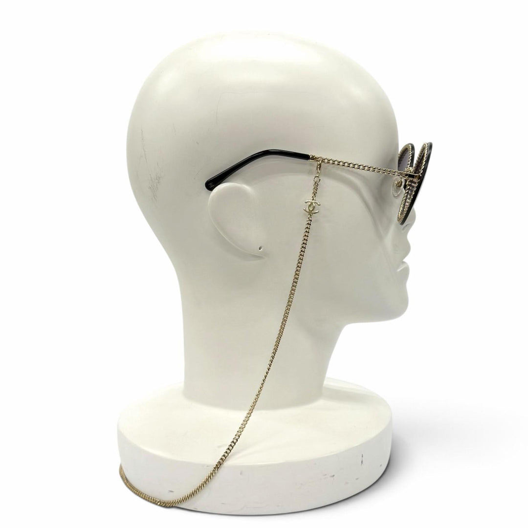 Great CHANEL sunglasses Chain eyeglasses cord included COCO Mark Round 4245