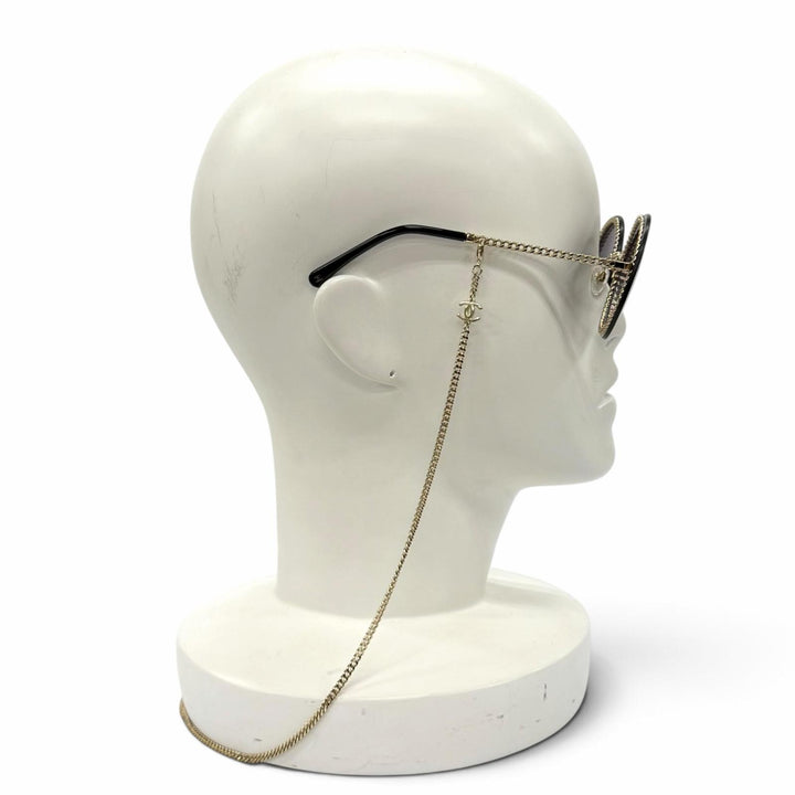 Great CHANEL sunglasses Chain eyeglasses cord included COCO Mark Round 4245