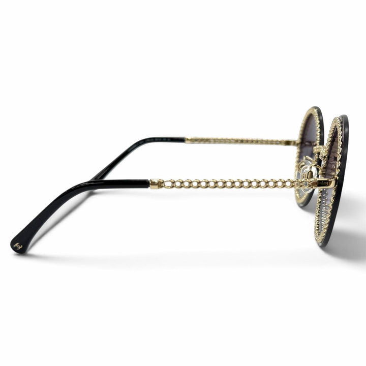 Great CHANEL sunglasses Chain eyeglasses cord included COCO Mark Round 4245
