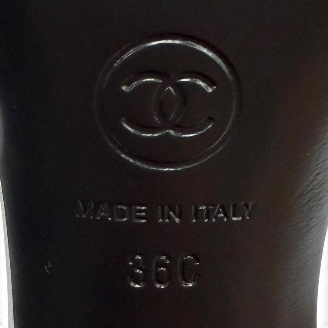 Excellent CHANEL Mule COCO Mark leather black leather Women 36 G33705