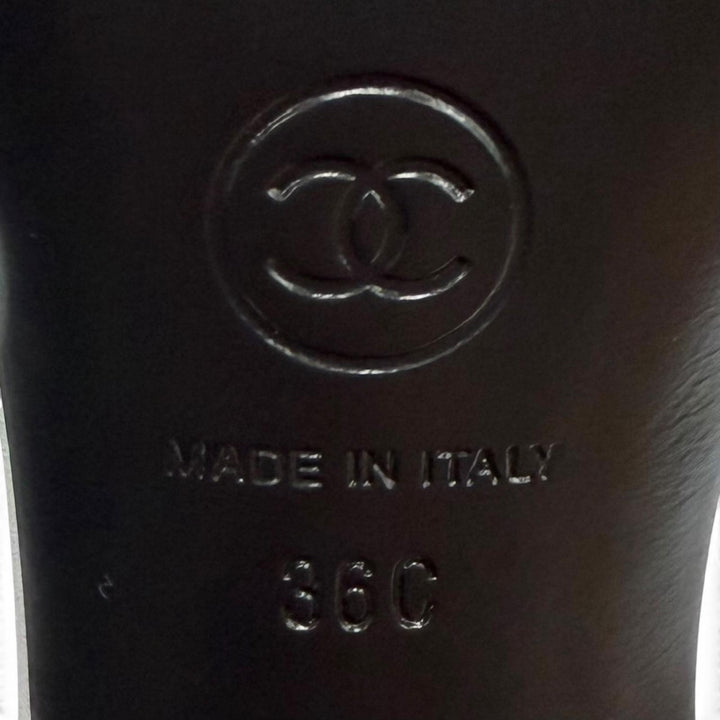Excellent CHANEL Mule COCO Mark leather black leather Women 36 G33705