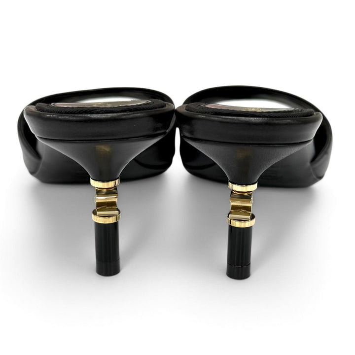 Excellent CHANEL Mule COCO Mark leather black leather Women 36 G33705
