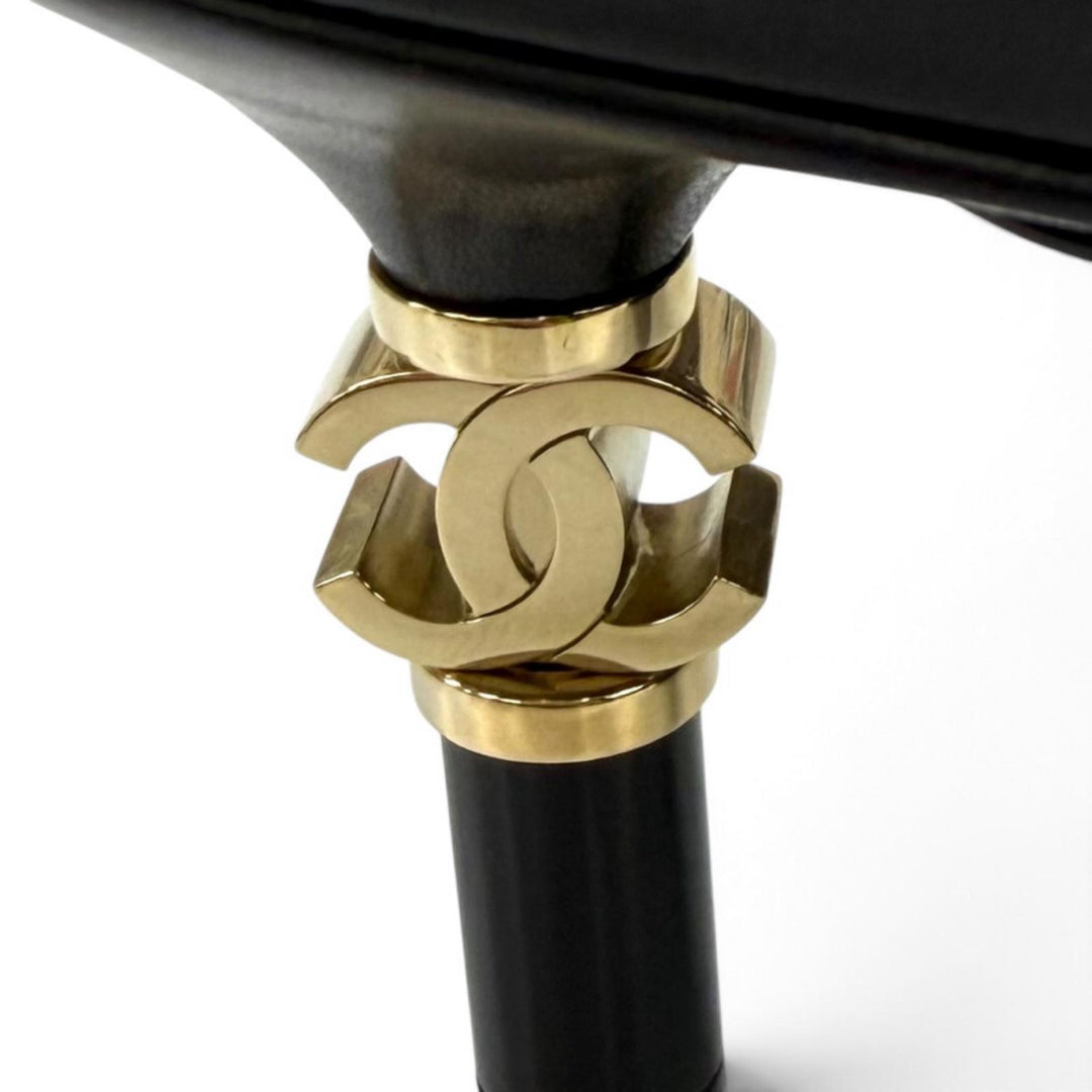 Excellent CHANEL Mule COCO Mark leather black leather Women 36 G33705