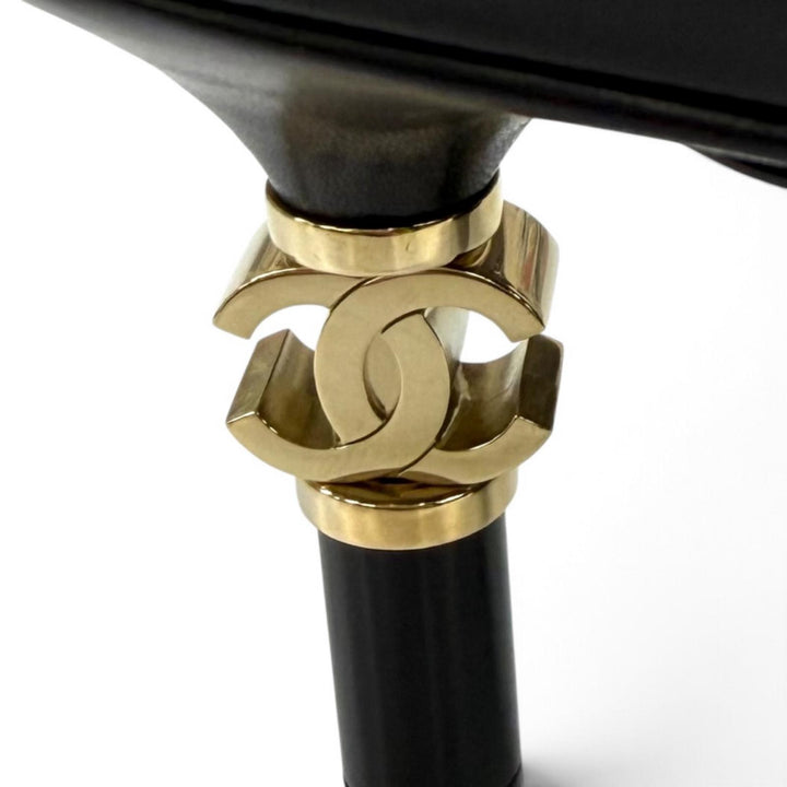 Excellent CHANEL Mule COCO Mark leather black leather Women 36 G33705