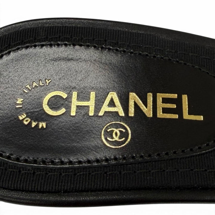 Excellent CHANEL Mule COCO Mark leather black leather Women 36 G33705