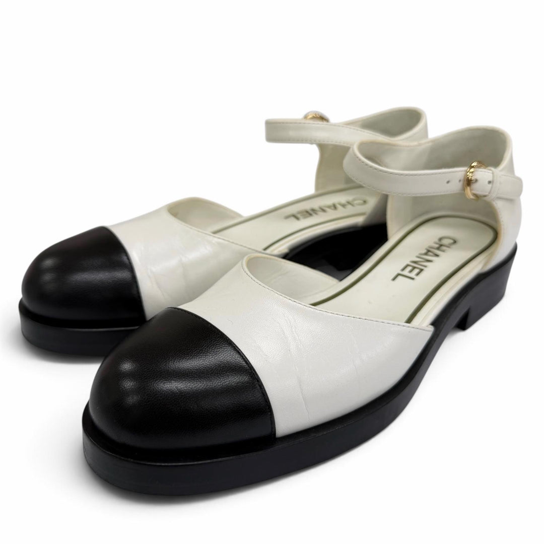 Great CHANEL pumps Merry Jane COCO Mark Chain Leather Ankle Strap 37 G39858