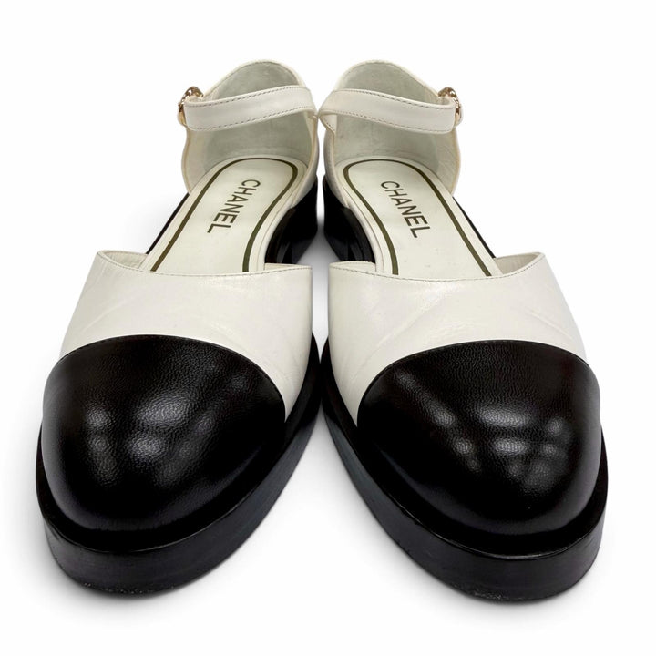 Great CHANEL pumps Merry Jane COCO Mark Chain Leather Ankle Strap 37 G39858