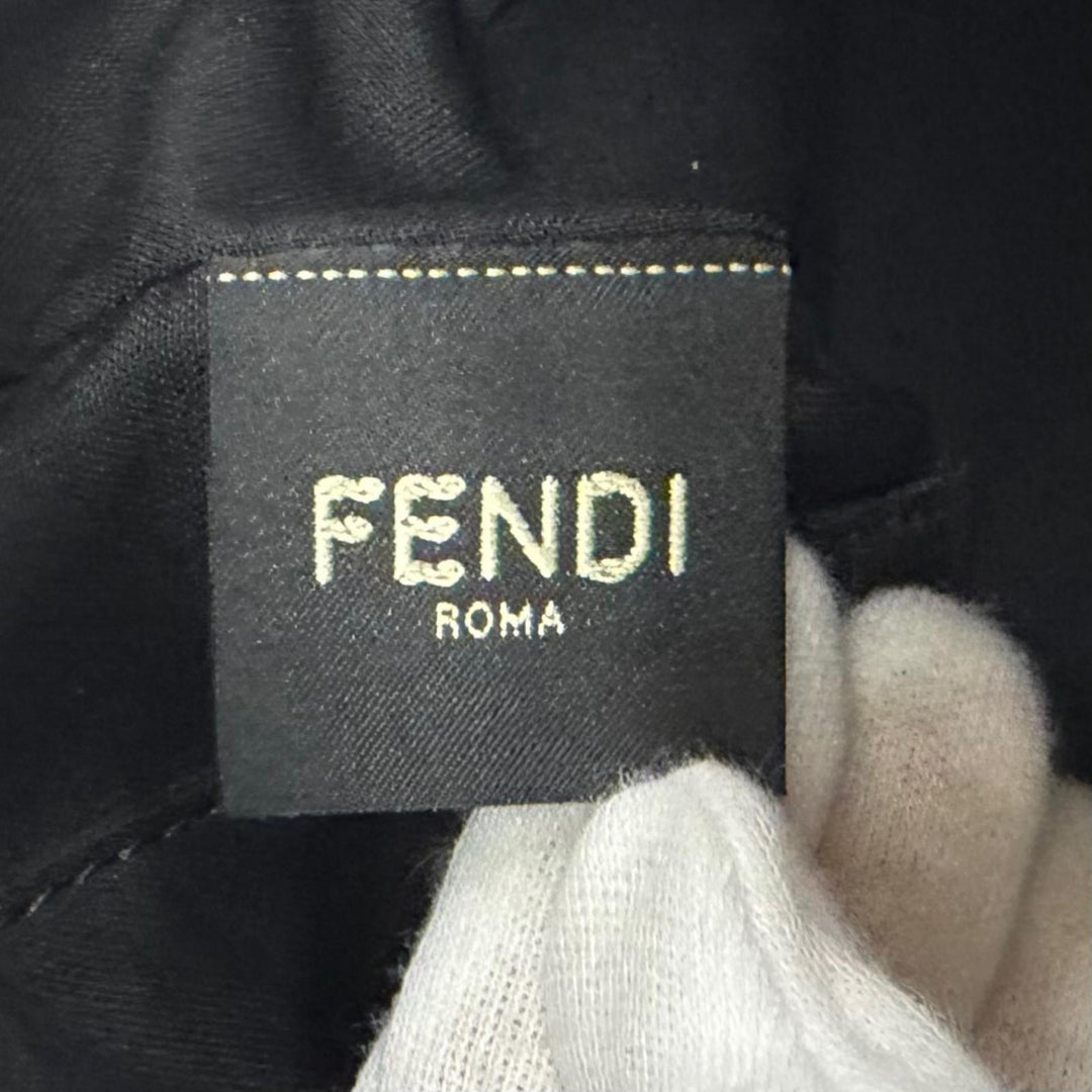 Excellent FENDI Shoulder Bag Louis Medium FF Metal 2WAY black Grain calf