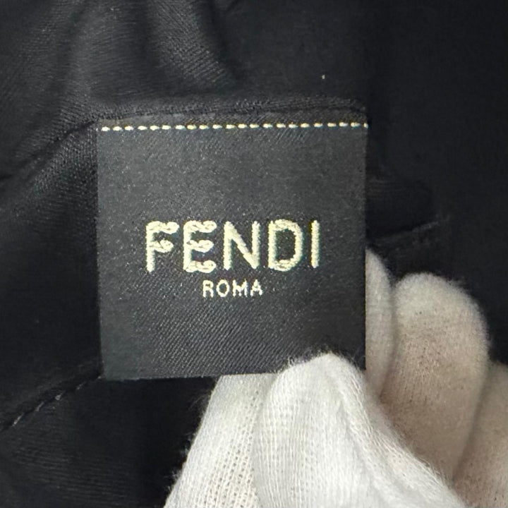 Excellent FENDI Shoulder Bag Louis Medium FF Metal 2WAY black Grain calf