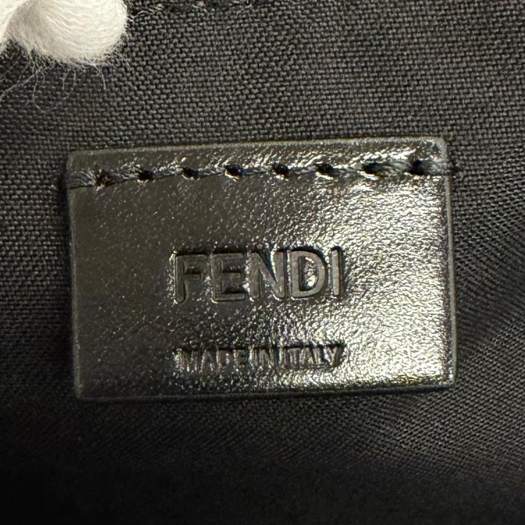 Excellent FENDI Shoulder Bag Louis Medium FF Metal 2WAY black Grain calf