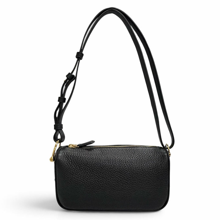 Excellent GUCCI Shoulder Bag Half Horsebit Leather black leather Women 860784