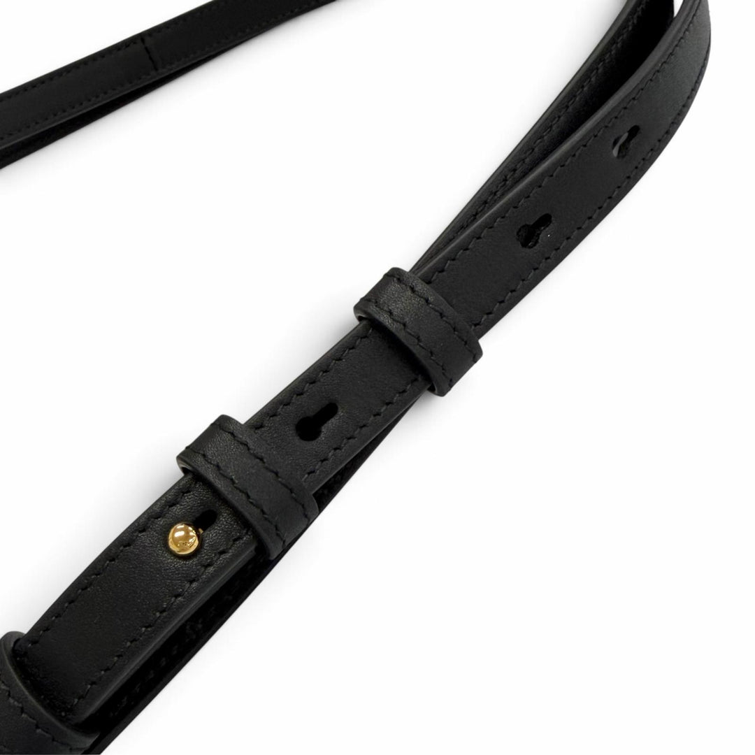 Excellent GUCCI Shoulder Bag Half Horsebit Leather black leather Women 860784