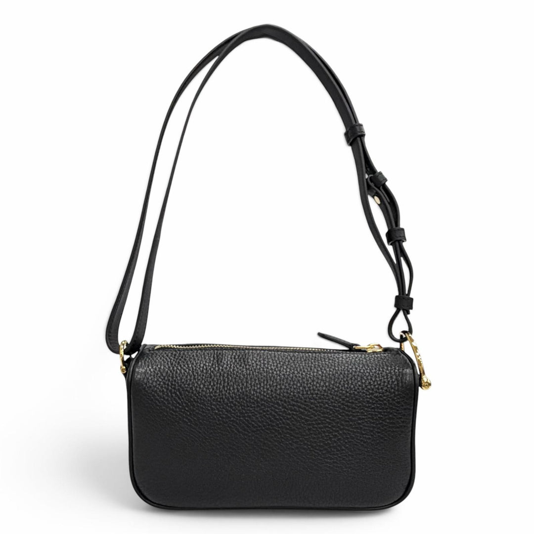 Excellent GUCCI Shoulder Bag Half Horsebit Leather black leather Women 860784