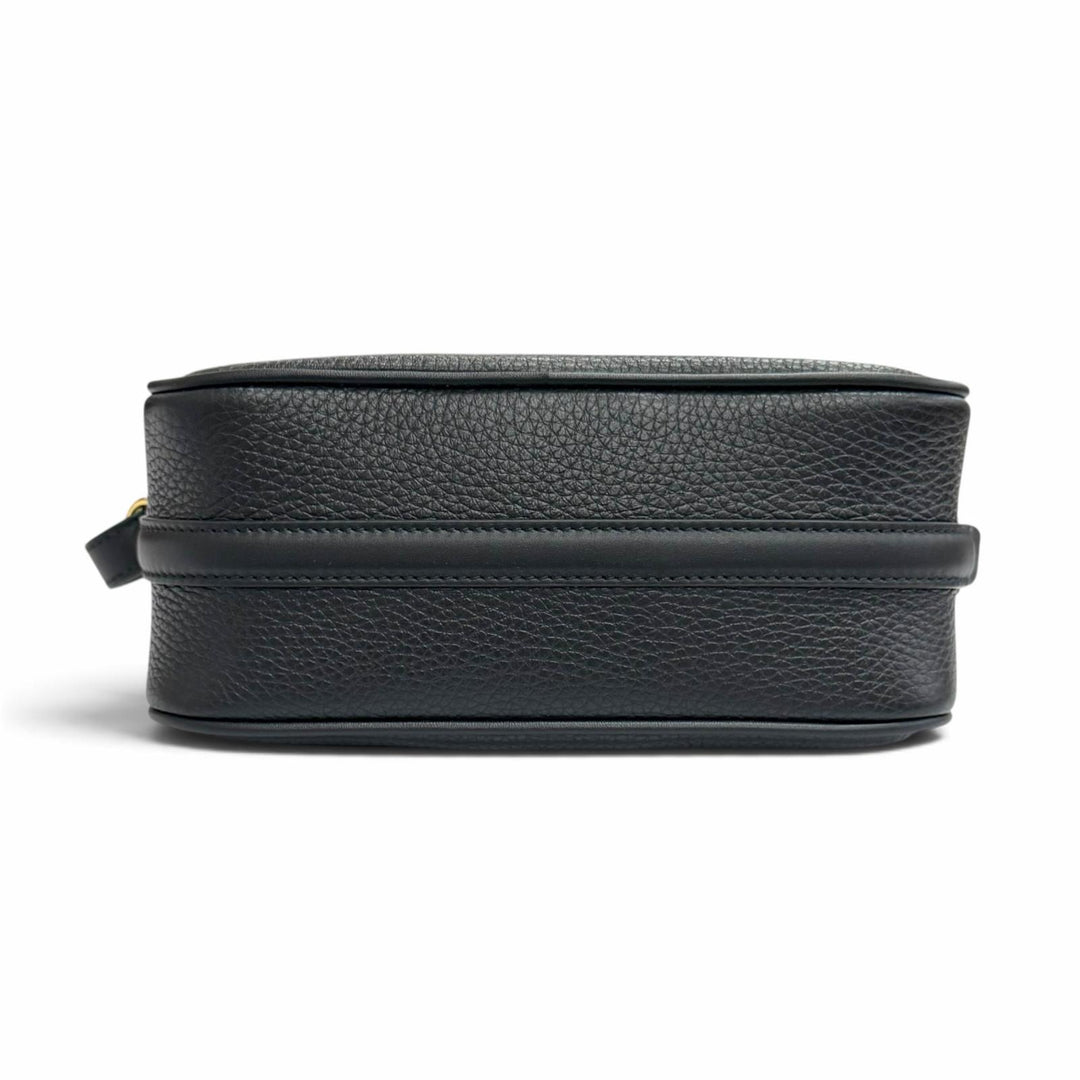 Excellent GUCCI Shoulder Bag Half Horsebit Leather black leather Women 860784