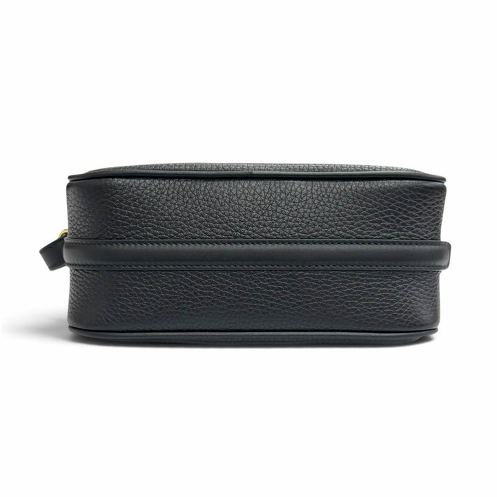 Excellent GUCCI Shoulder Bag Half Horsebit Leather black leather Women 860784