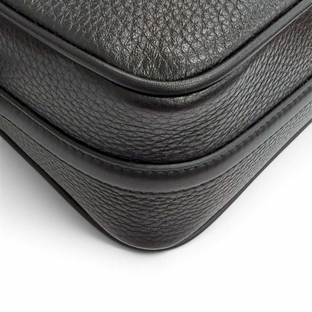 Excellent GUCCI Shoulder Bag Half Horsebit Leather black leather Women 860784