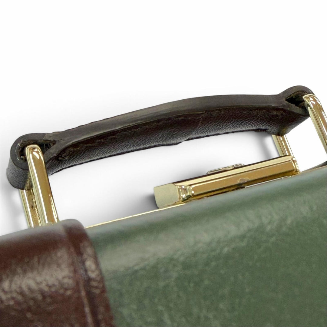 Great GLOBE TROTTER Shoulder Bag Centenary Micro Case 2WAY green leather mens