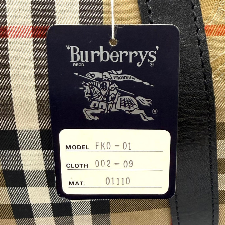Excellent BURBERRY Boston bag Leather logo patch Nova check pattern FK0-01