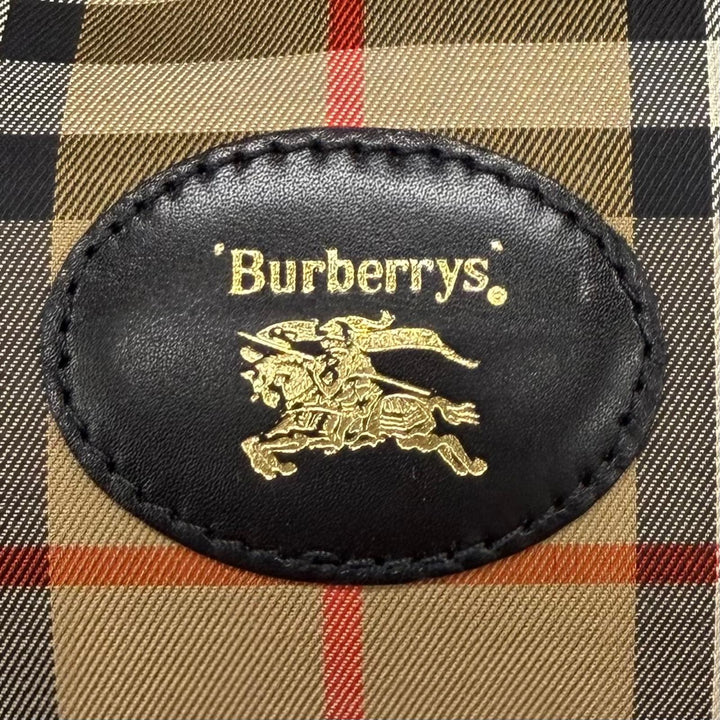 Excellent BURBERRY Boston bag Leather logo patch Nova check pattern FK0-01