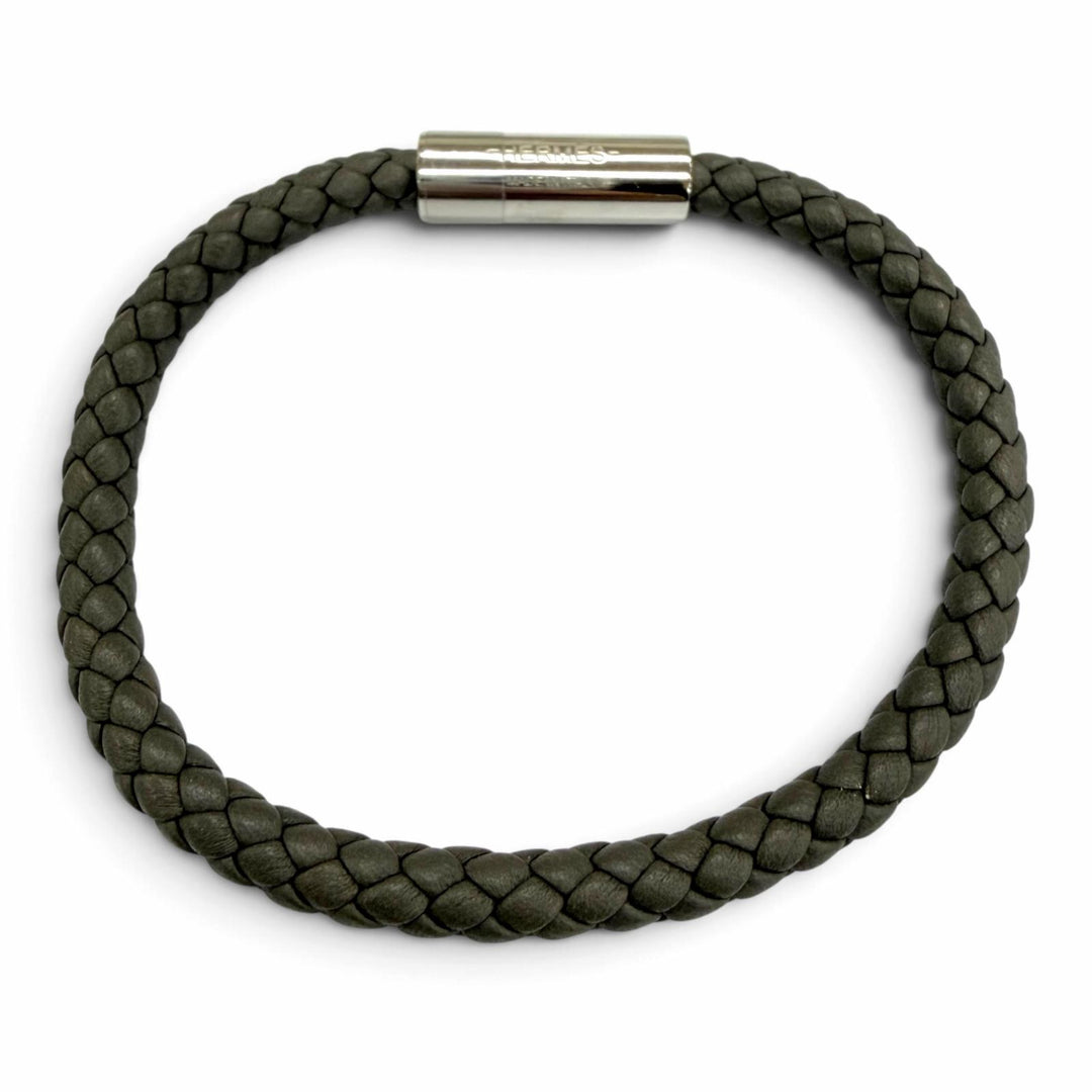 Pristine HERMES bracelet GOLIATH Bangle Brown Vaux Swift Leather Women