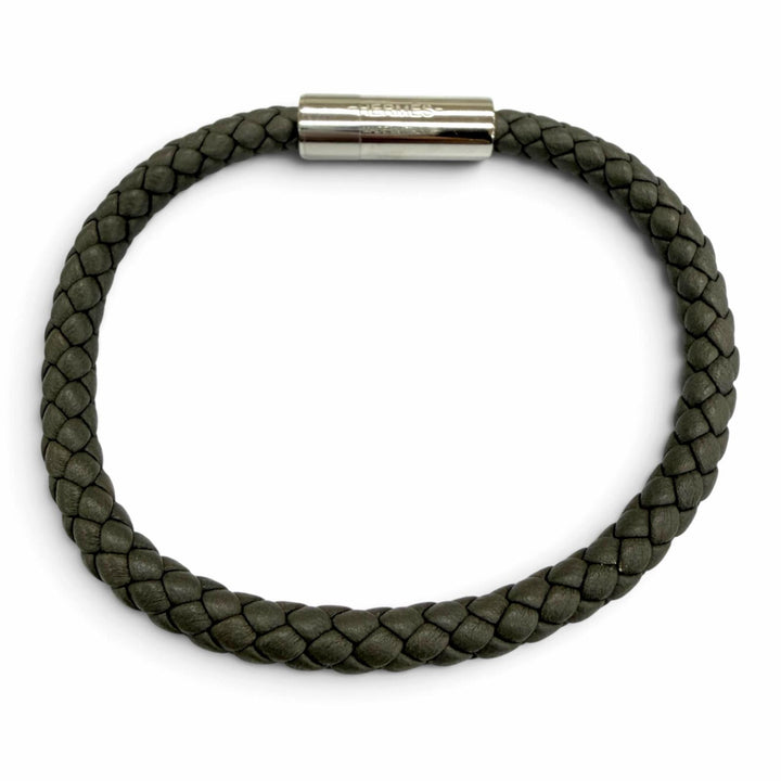 Pristine HERMES bracelet GOLIATH Bangle Brown Vaux Swift Leather Women