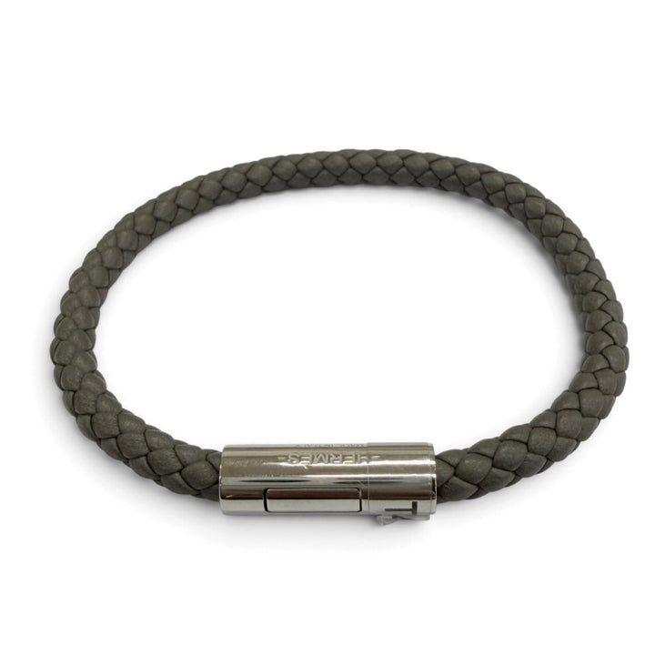 Pristine HERMES bracelet GOLIATH Bangle Brown Vaux Swift Leather Women