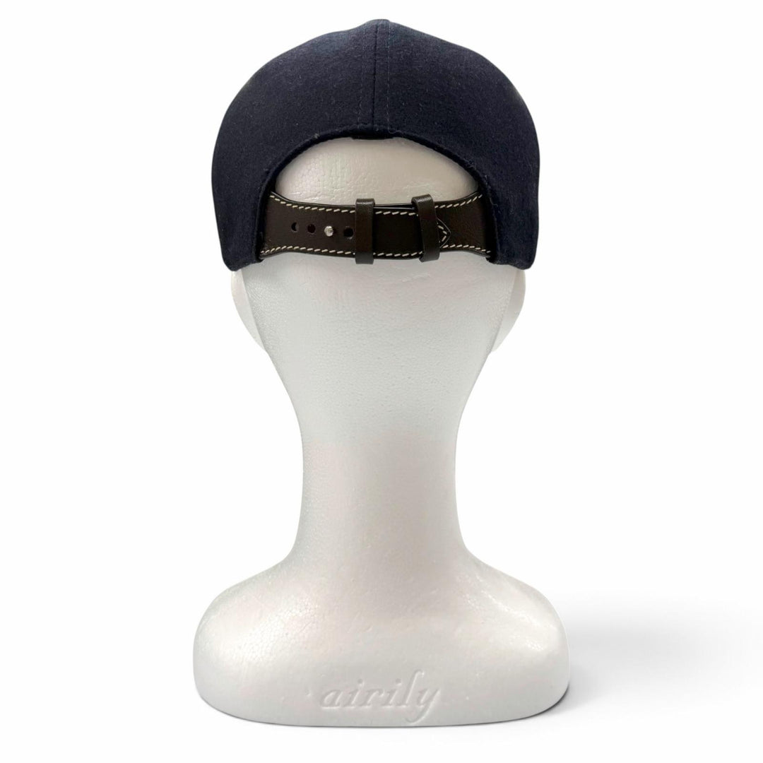 Great BERLUTI cap B Thabor Leather Visor with Embroidery Dark navy cashmere