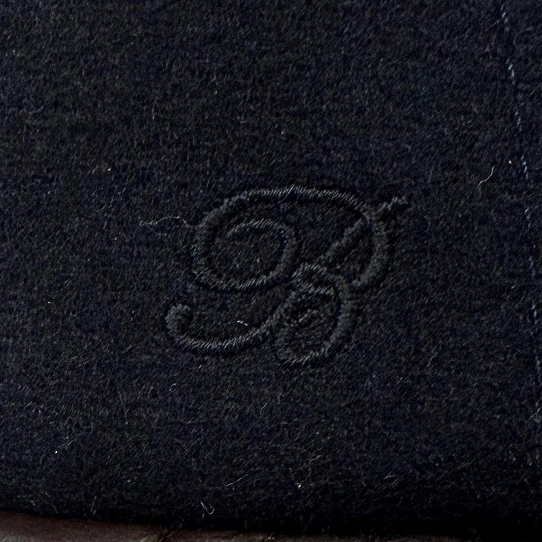 Great BERLUTI cap B Thabor Leather Visor with Embroidery Dark navy cashmere