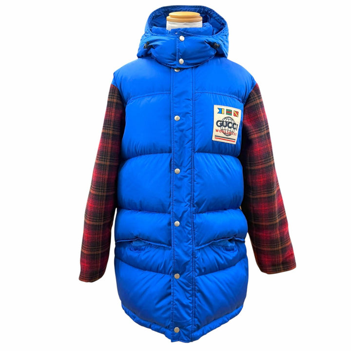 Great GUCCI Down jacket Sleeve check pattern, material switching blue 46 585393