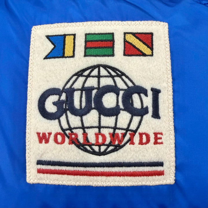 Great GUCCI Down jacket Sleeve check pattern, material switching blue 46 585393
