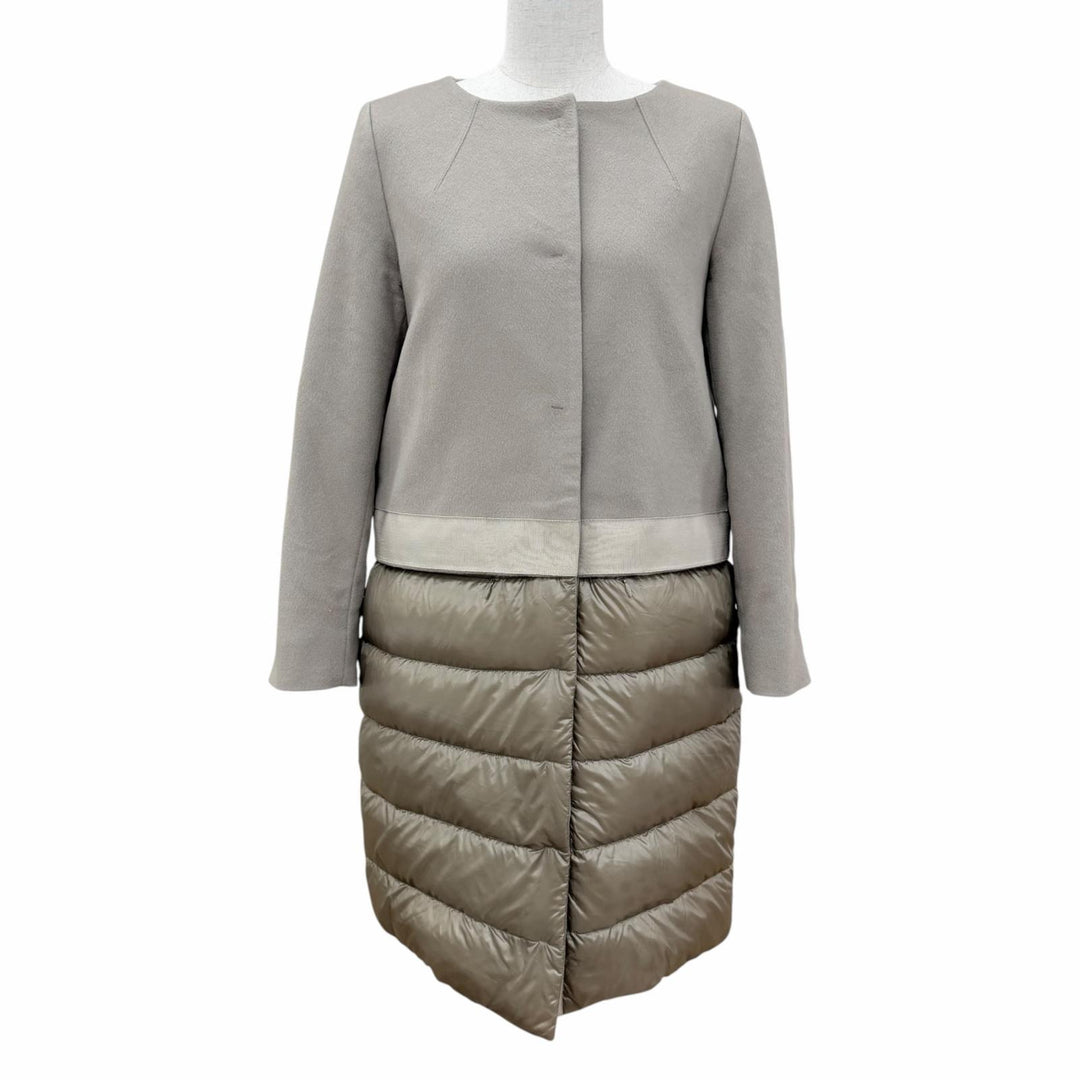 Great Herno down coat Collarless design with contrasting panels. cashmere 42