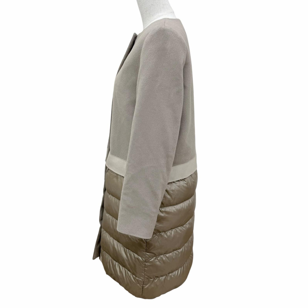 Great Herno down coat Collarless design with contrasting panels. cashmere 42