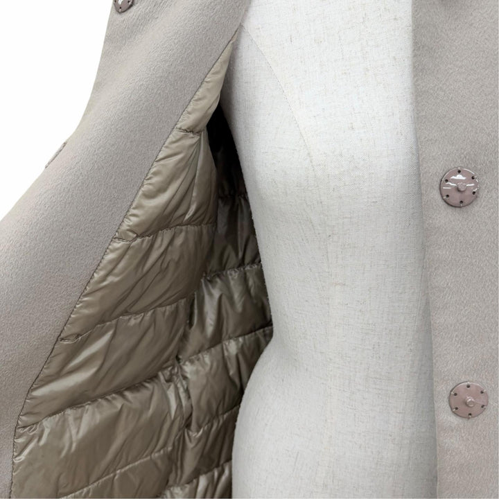 Great Herno down coat Collarless design with contrasting panels. cashmere 42