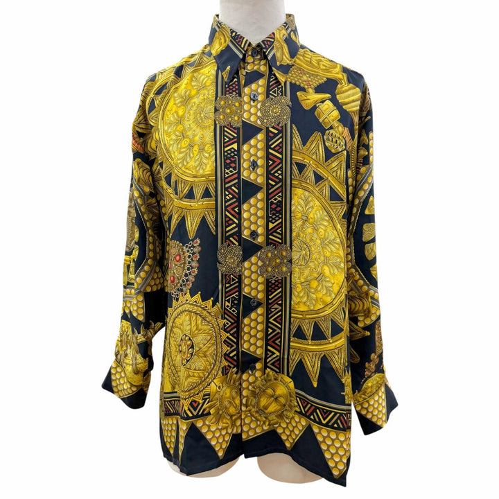 Great HERMES Long sleeve shirt All-over print, Serie button long sleeves silk 43